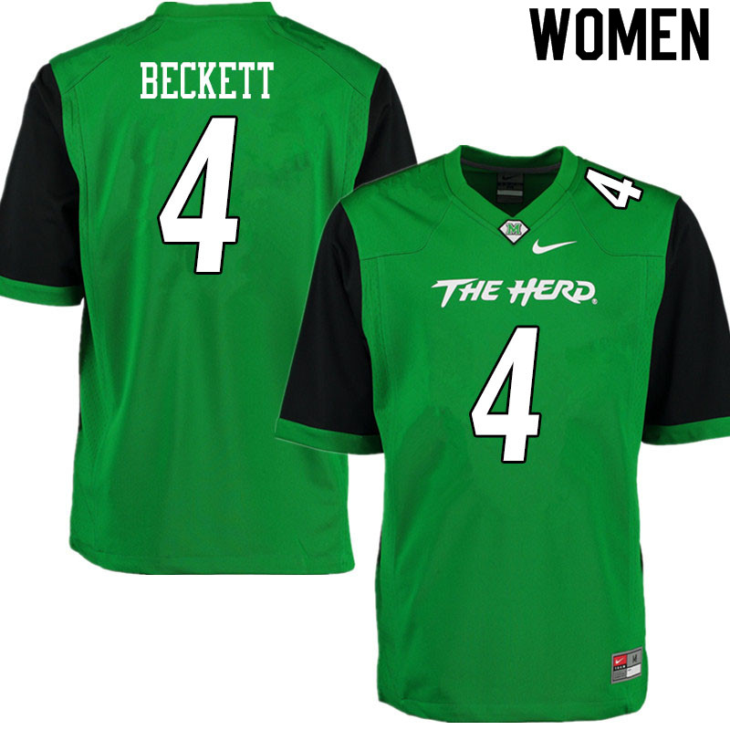 Women #4 Tavante Beckett Marshall Thundering Herd College Football Jerseys Sale-Gren